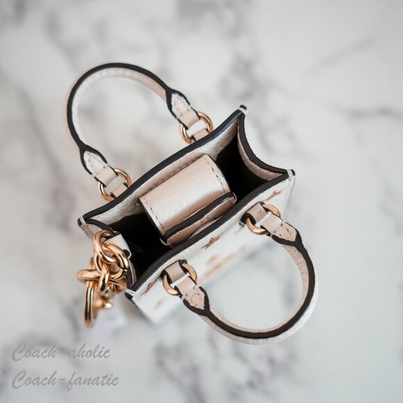 NWT Coach CX074 North/South Mini Tote Bag Charm With Star Print - Picture 6 of 11